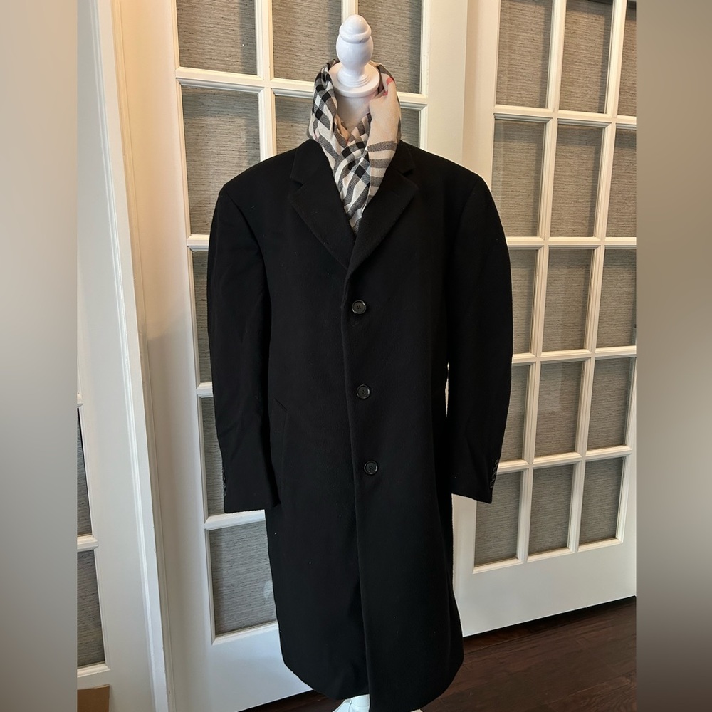 Jos. A. Bank Black Full Length Trench Over Coat for Men, Size 40S